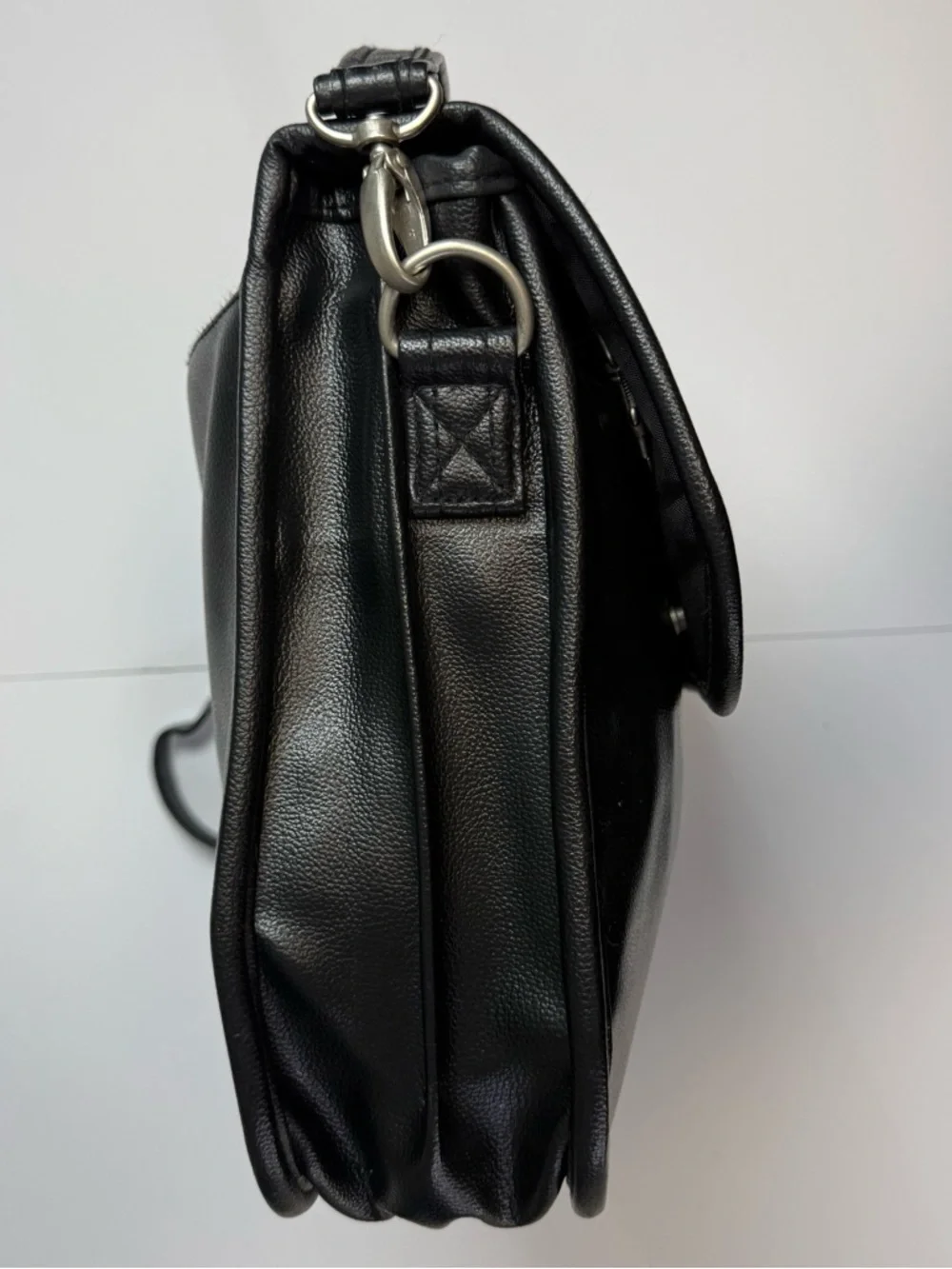 SOREN Black Leather Messenger Bag Briefcase Laptop Crossbody Work Bag EUC